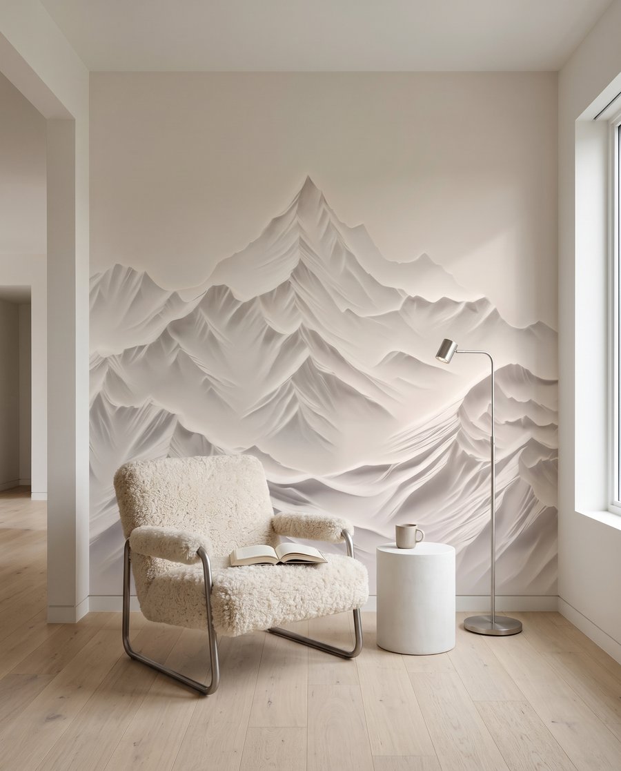 Montañas blancas con sombras en un interior
