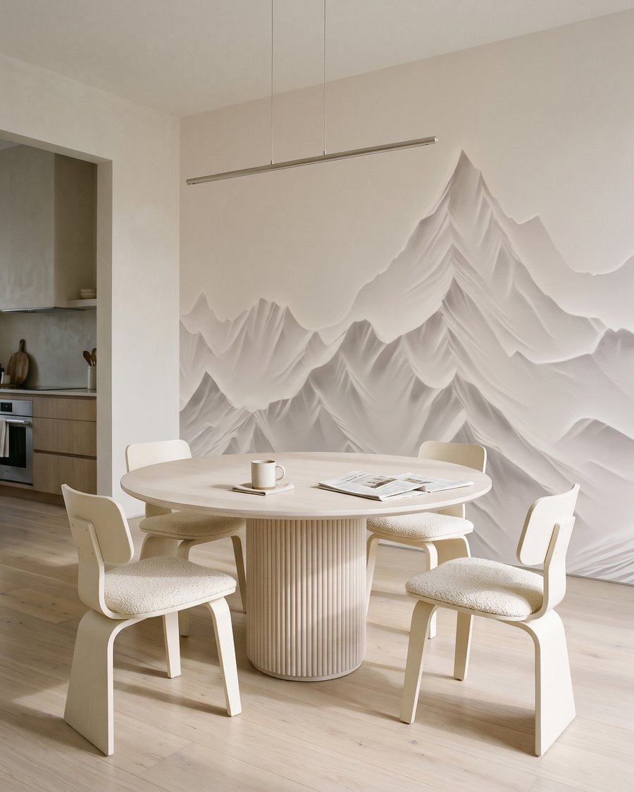 Montañas blancas con sombras en un interior