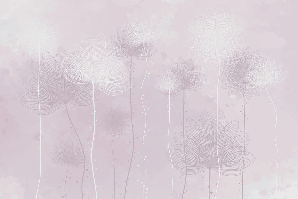 Flores finas en neblina — diseño completo