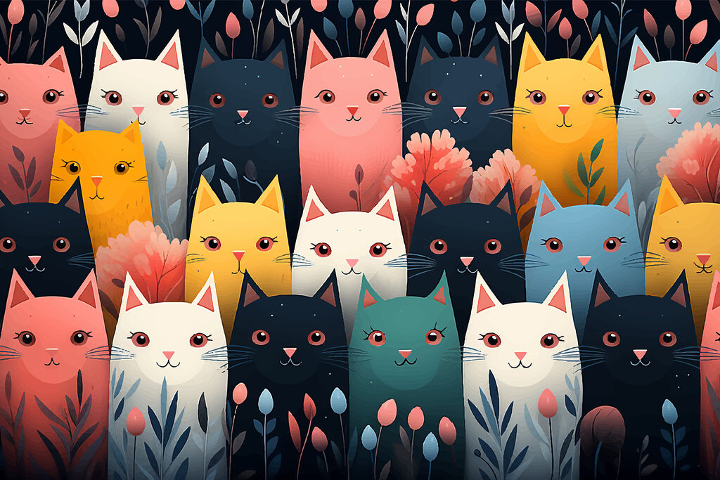 Gatos de colores — diseño completo