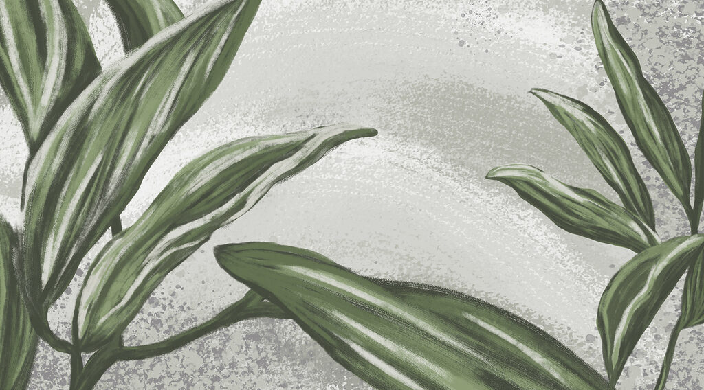 Hojas verdes, vetas claras — diseño completo
