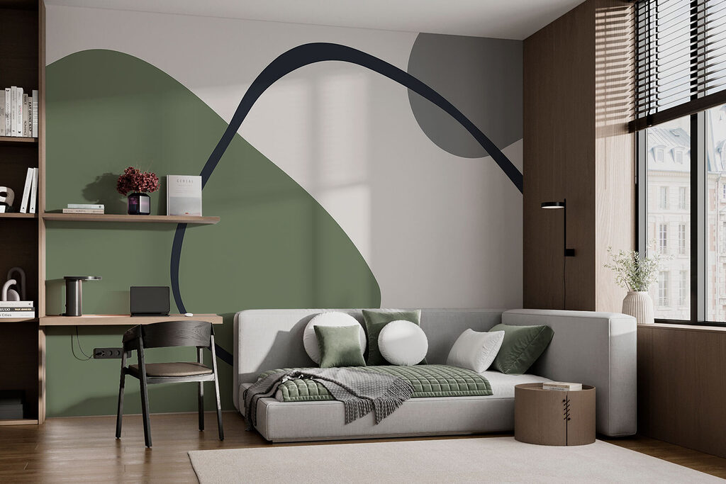 Lazo oscuro sobre color — interior 1