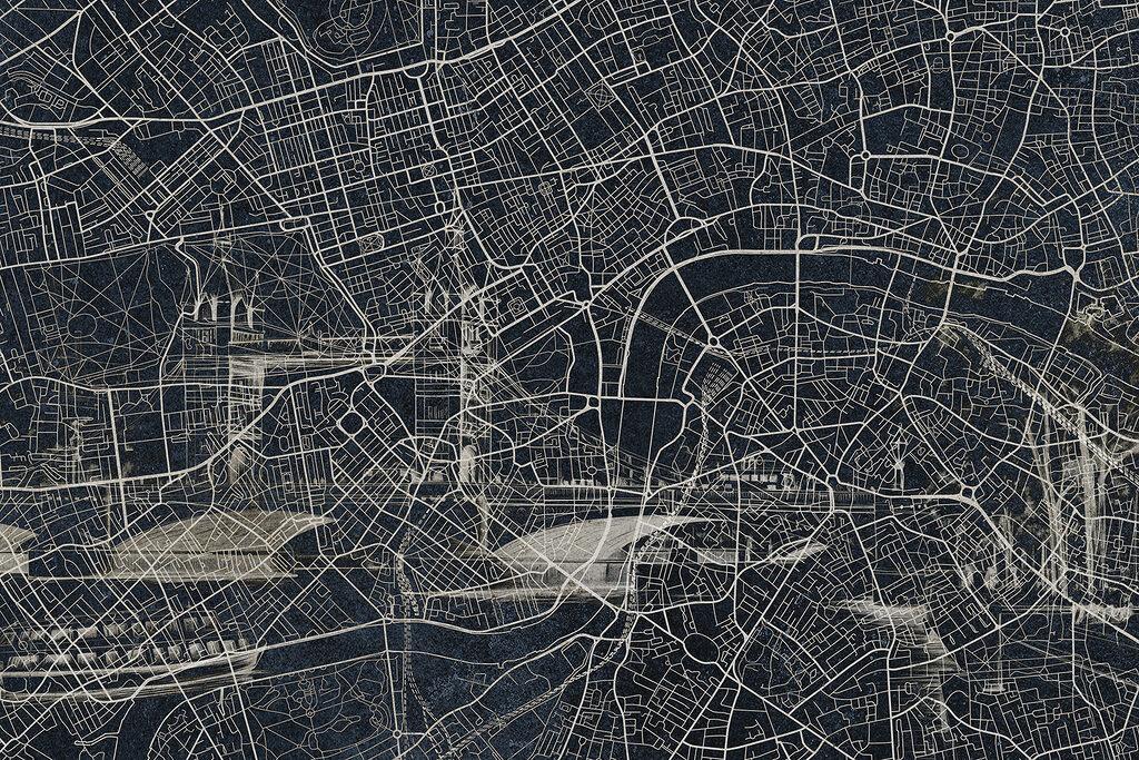 Plano urbano con canales — diseño completo