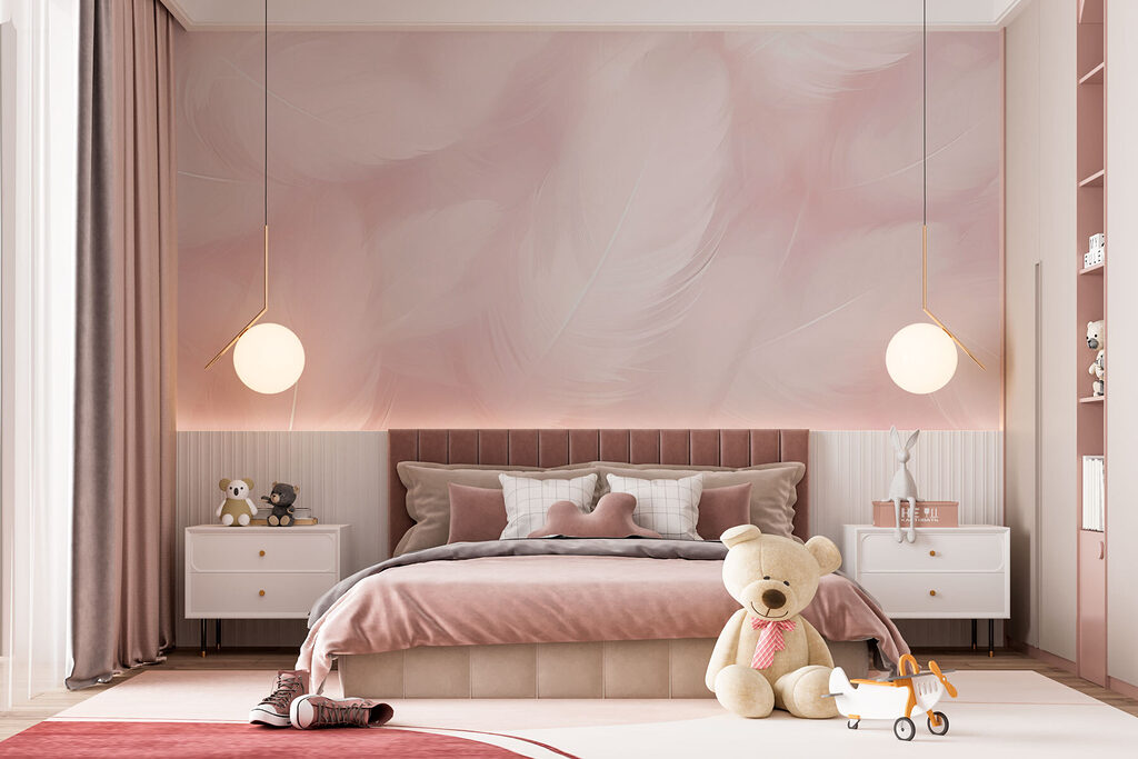 Plumas blancas sobre rosa — interior 3