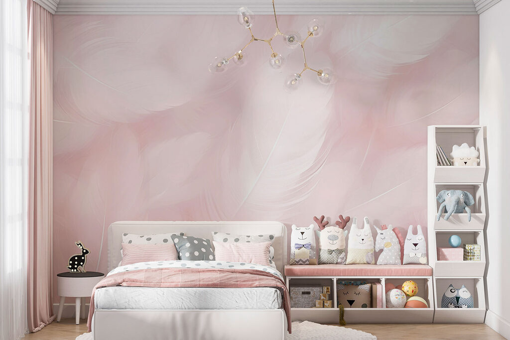 Plumas blancas sobre rosa — interior 4