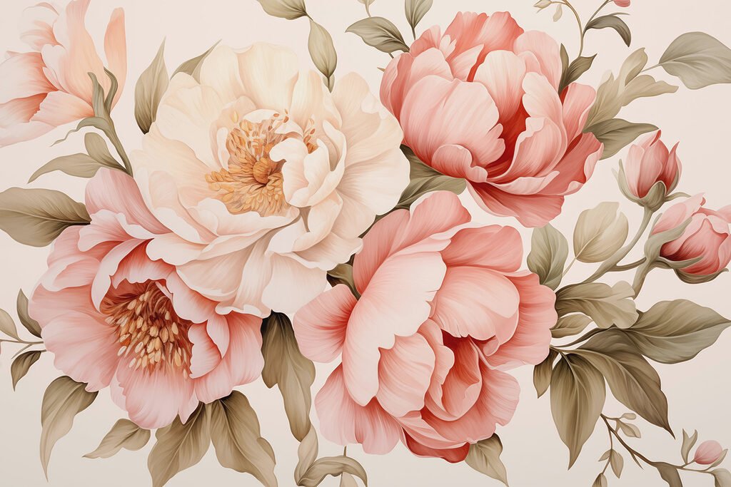Rosas en capas salmón — diseño completo