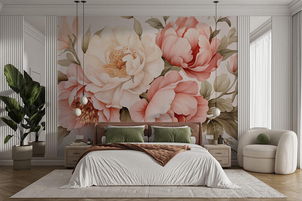 Rosas en capas salmón en un interior