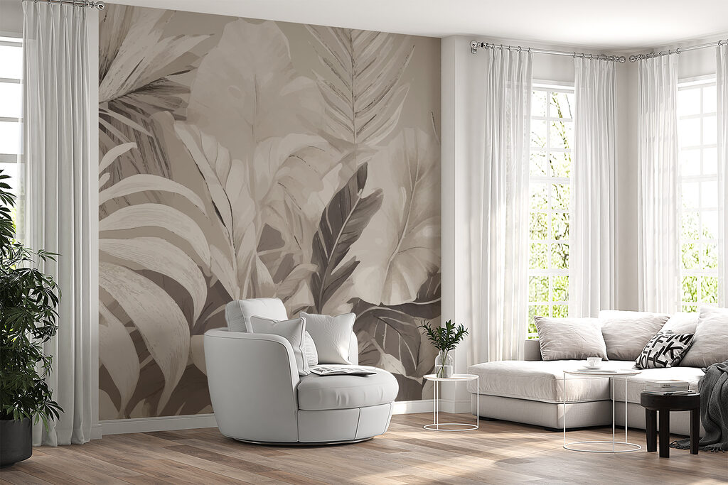 Hojas tropicales grises — interior 1