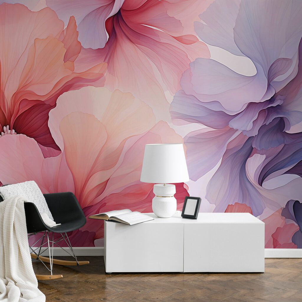 Flores rosas, bordes lila — interior 2