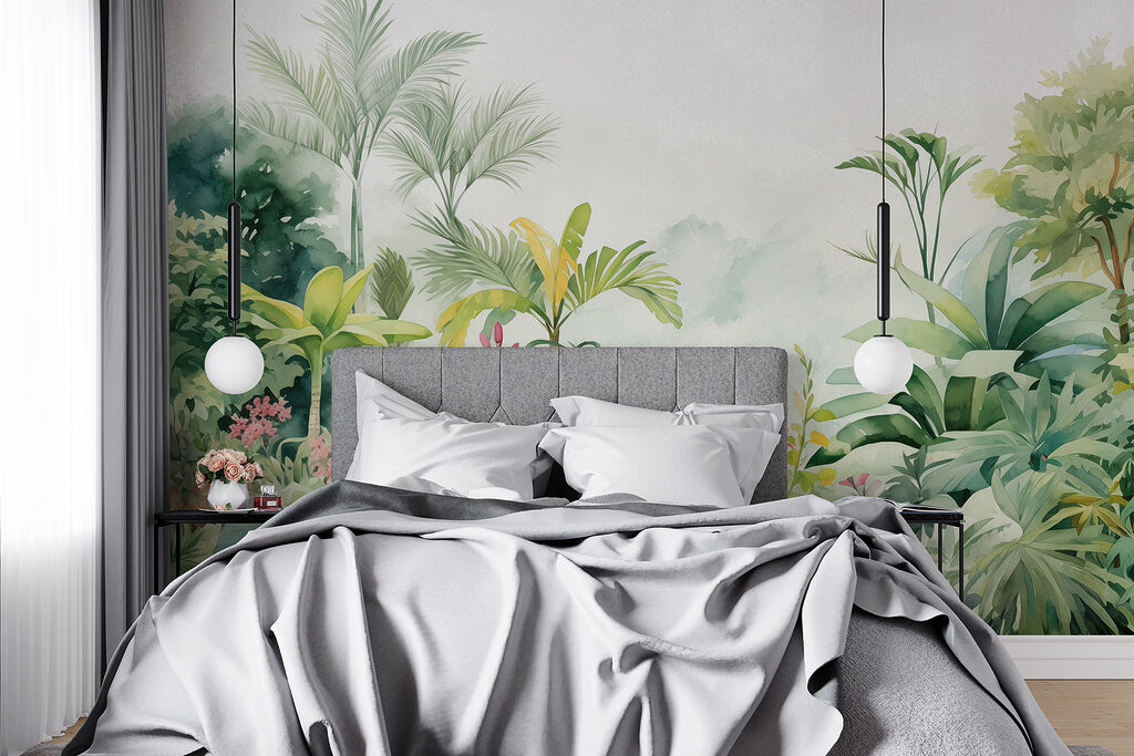 Jardín tropical en acuarela — interior 1