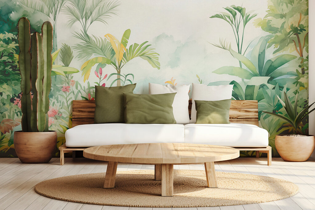 Jardín tropical en acuarela — interior 2