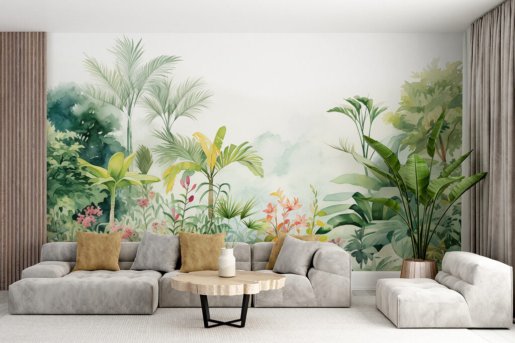 Jardín tropical en acuarela — interior 3