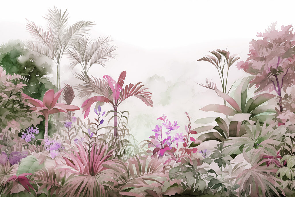 Jardín tropical en acuarela — diseño completo