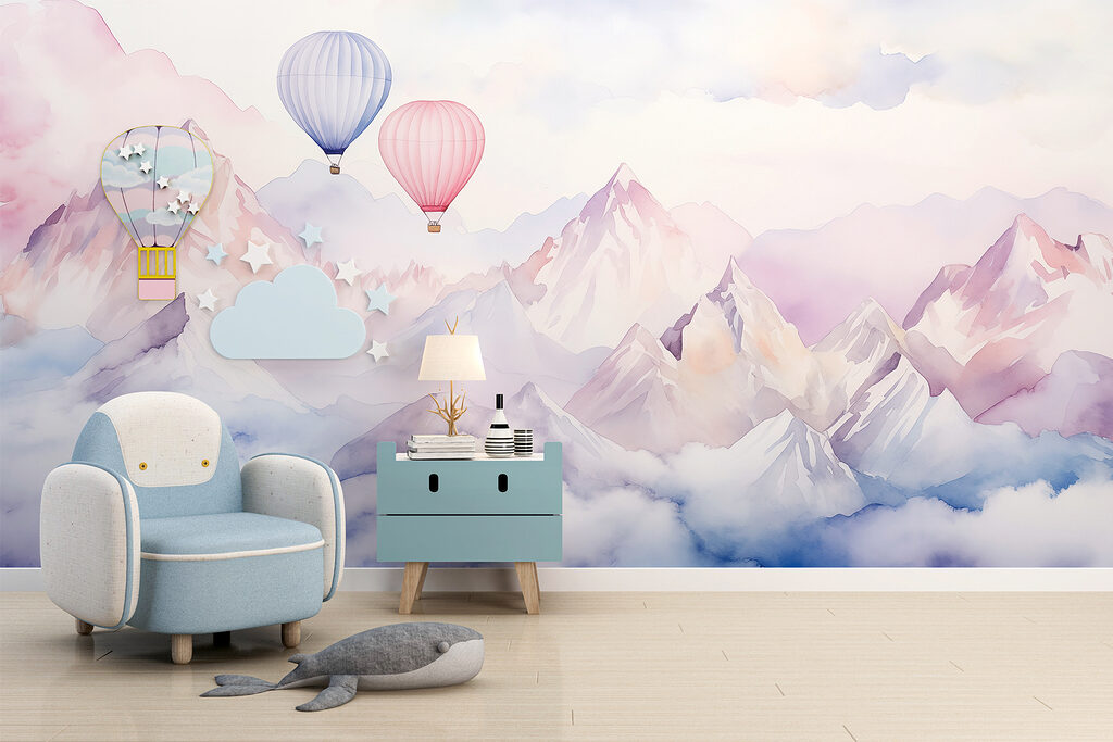 Dos globos sobre montañas — interior 1