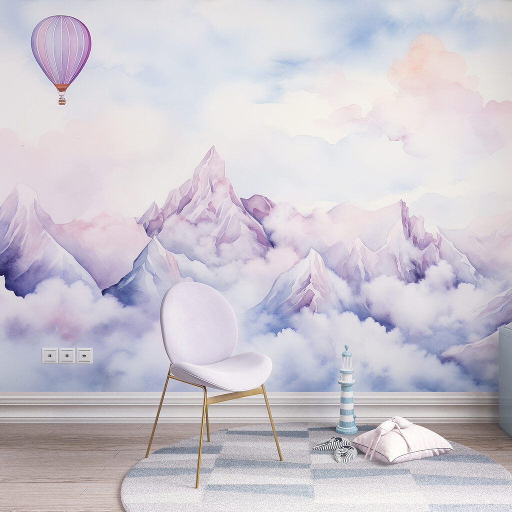 Globo lila sobre cumbres — interior 1