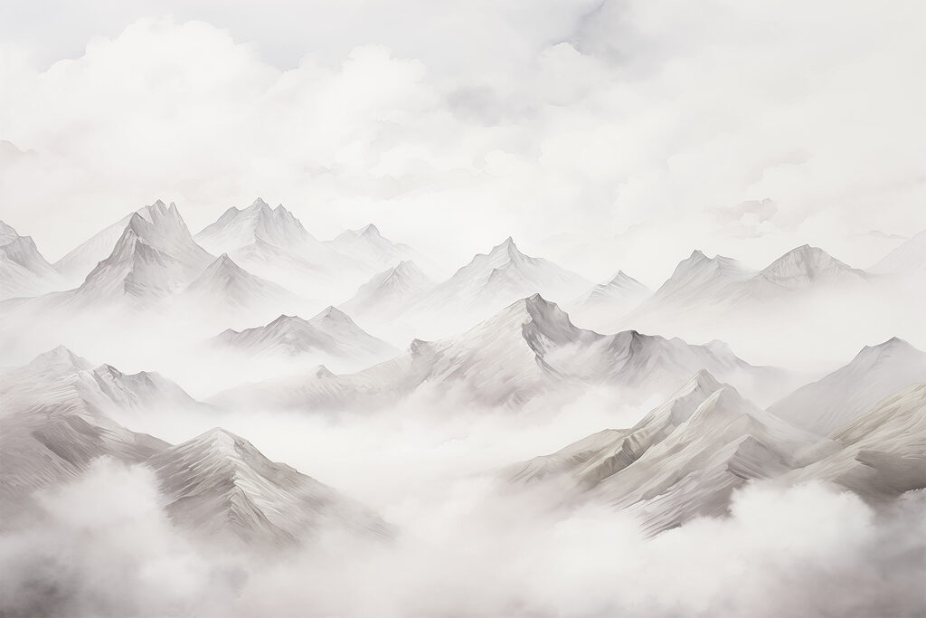 Cordilleras entre nubes — diseño completo