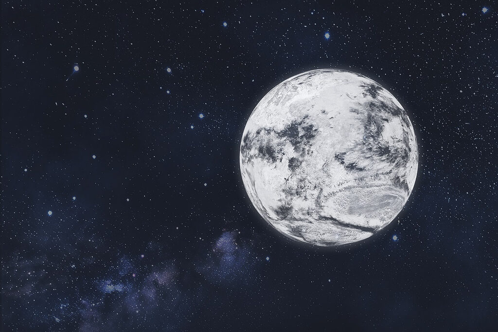 Luna en noche profunda — diseño completo