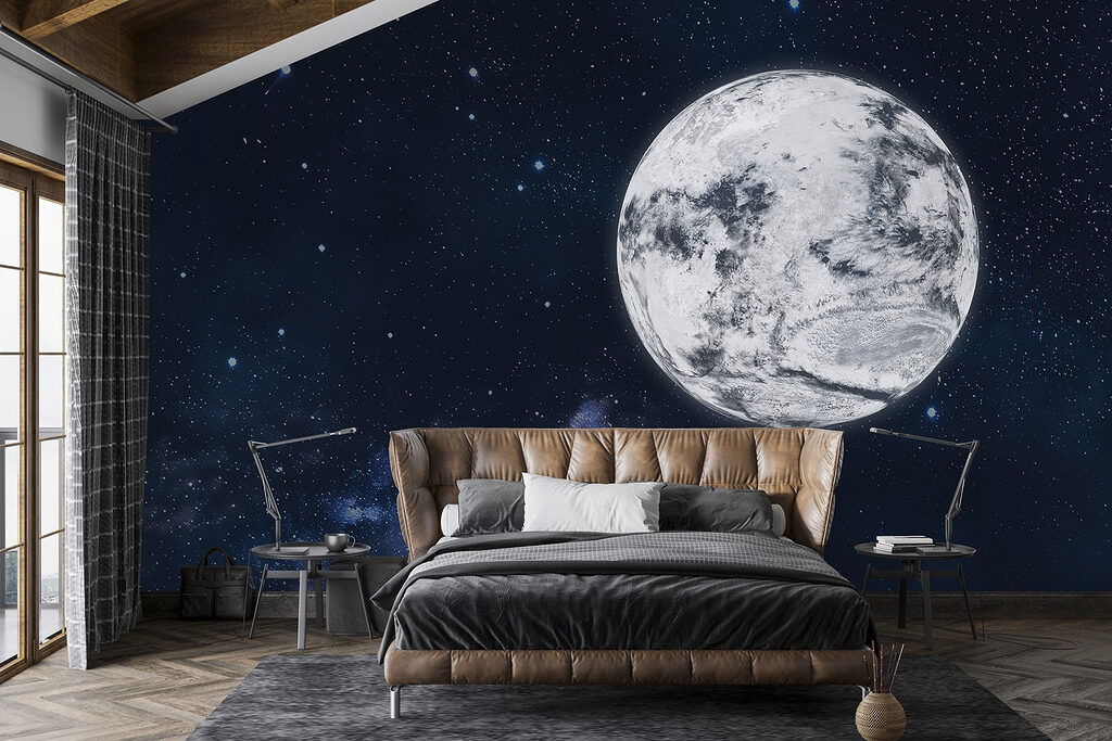 Luna en noche profunda en un interior