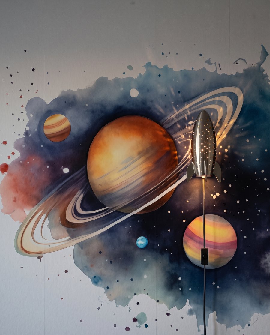 Planetas sobre pintura — detalle