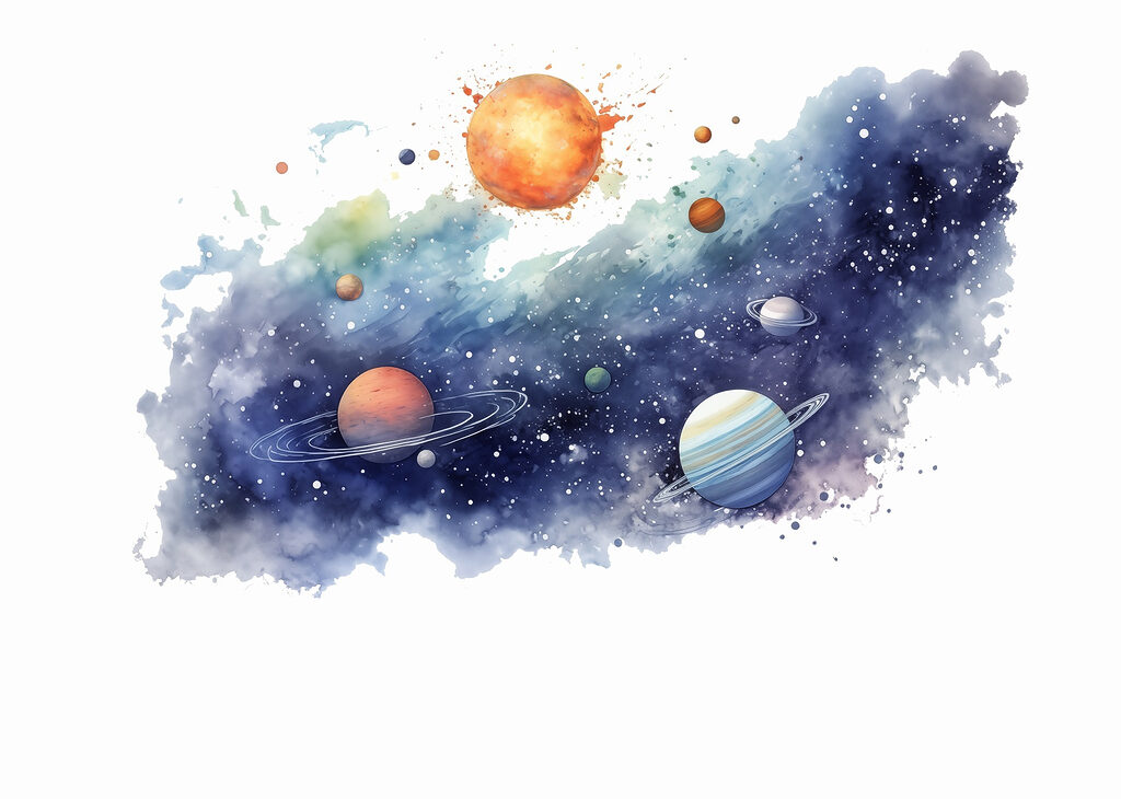 Sol sobre estrellas pintadas — diseño completo