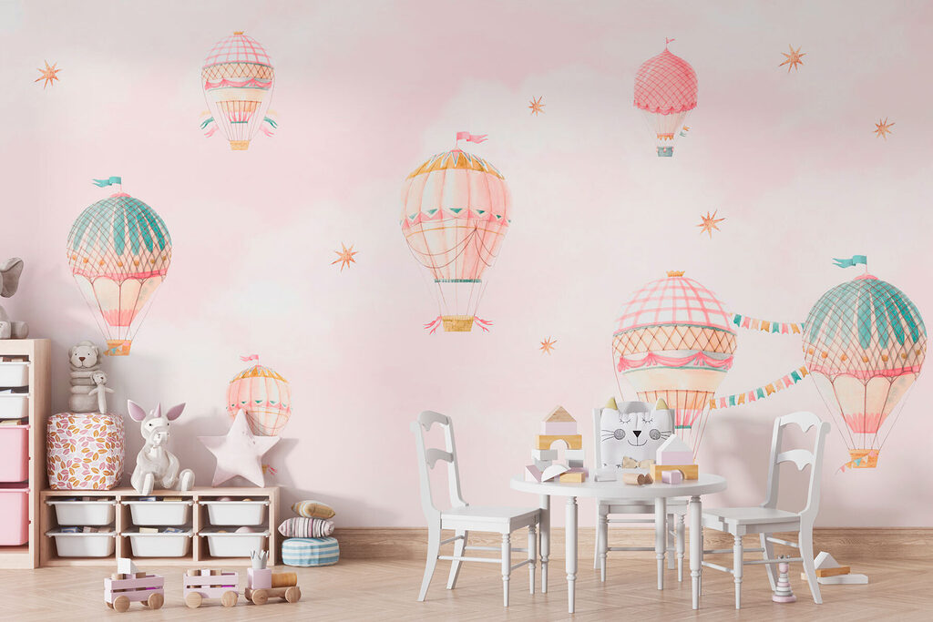 Globos pastel sobre rosa — interior 3