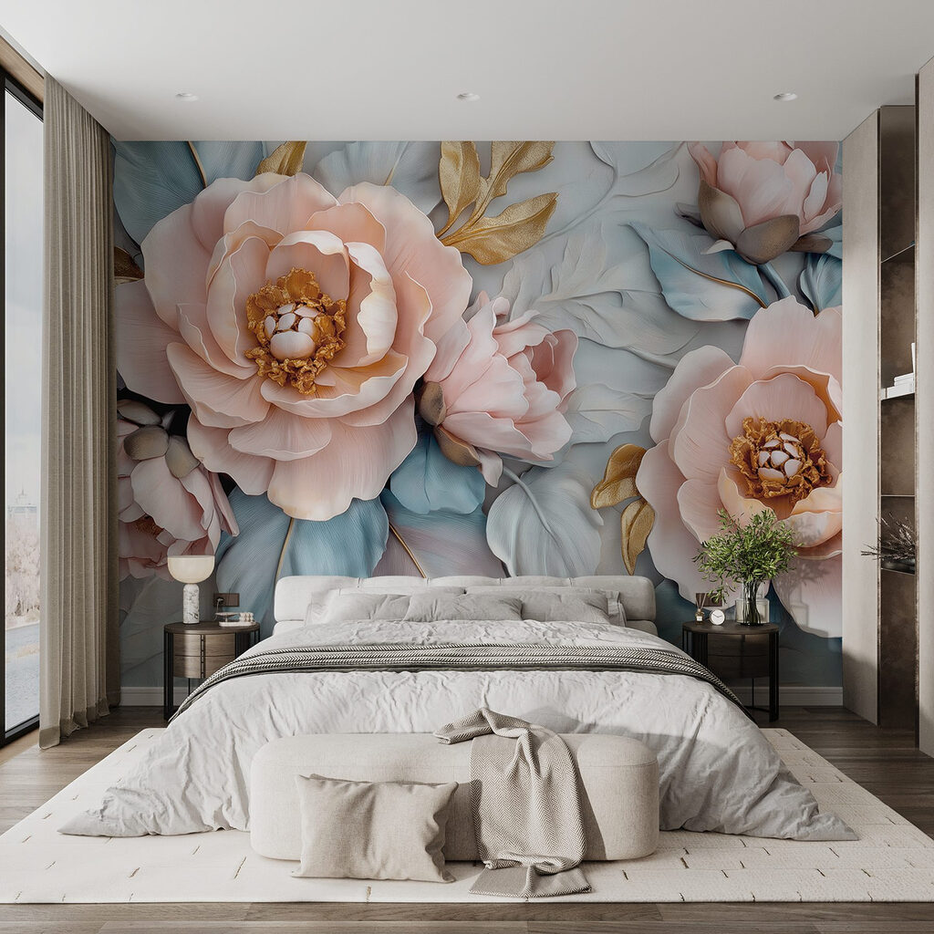 Flores rosas, hojas azules — interior 1