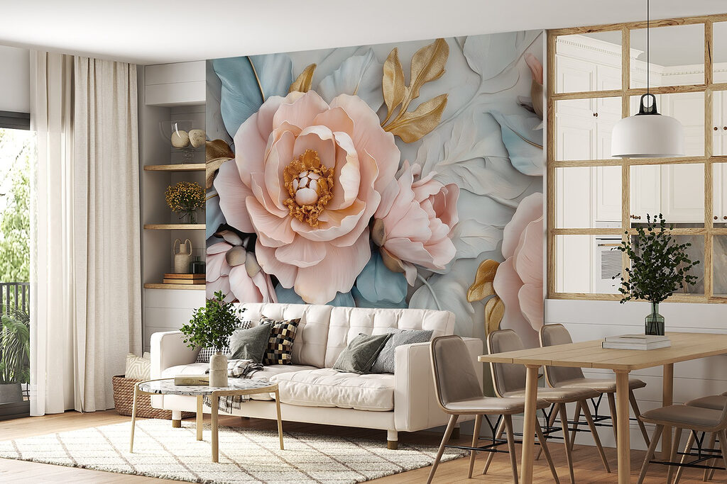 Flores rosas, hojas azules — interior 2