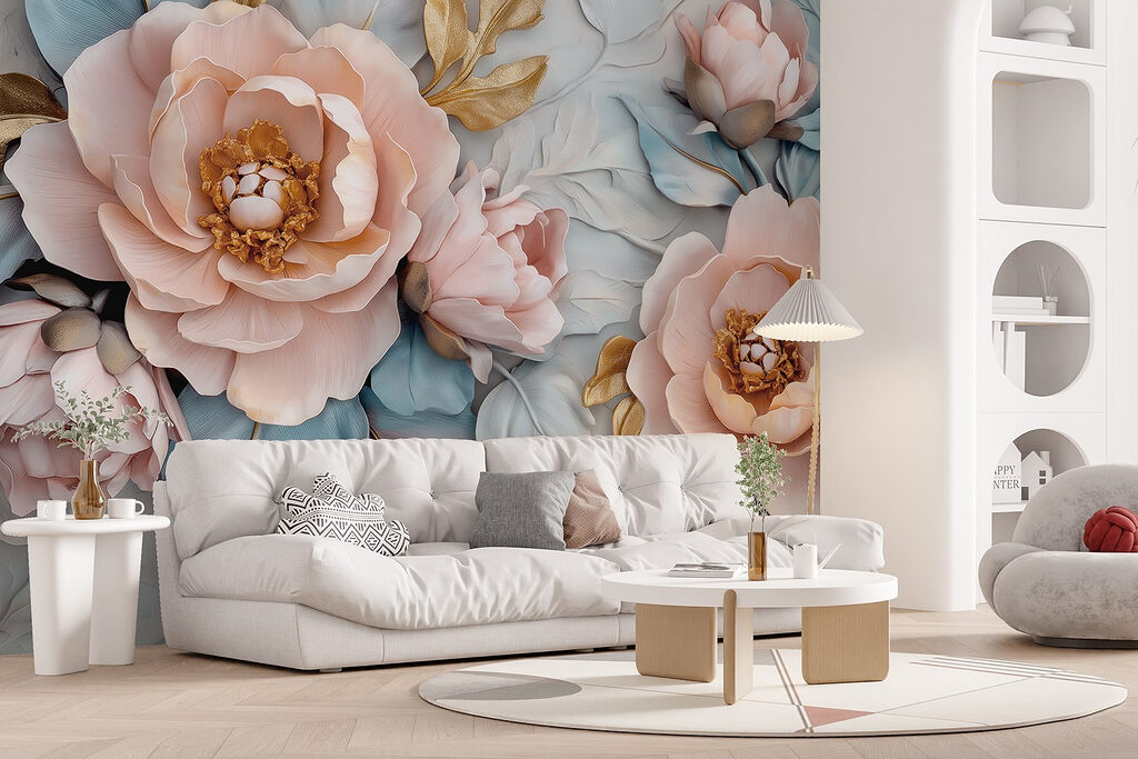 Flores rosas, hojas azules — interior 3
