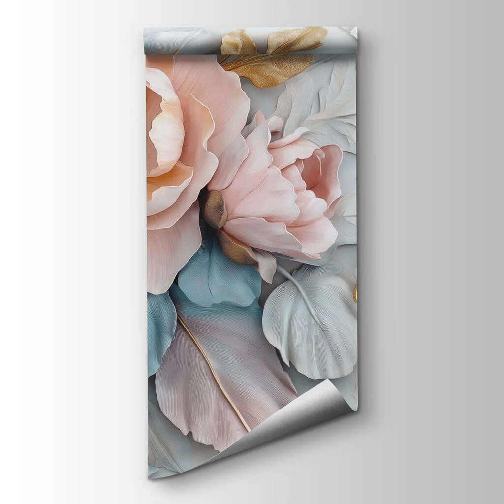Flores rosas, hojas azules — vista del producto