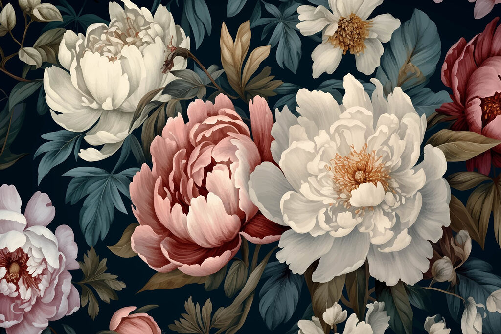 Flores sobre azul noche — diseño completo
