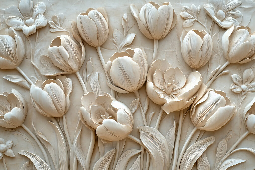 Tulipanes en relieve — diseño completo