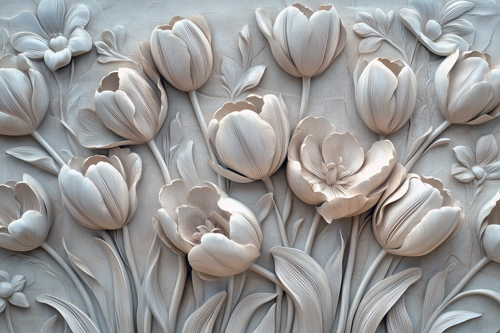 Tulipanes en relieve — diseño completo