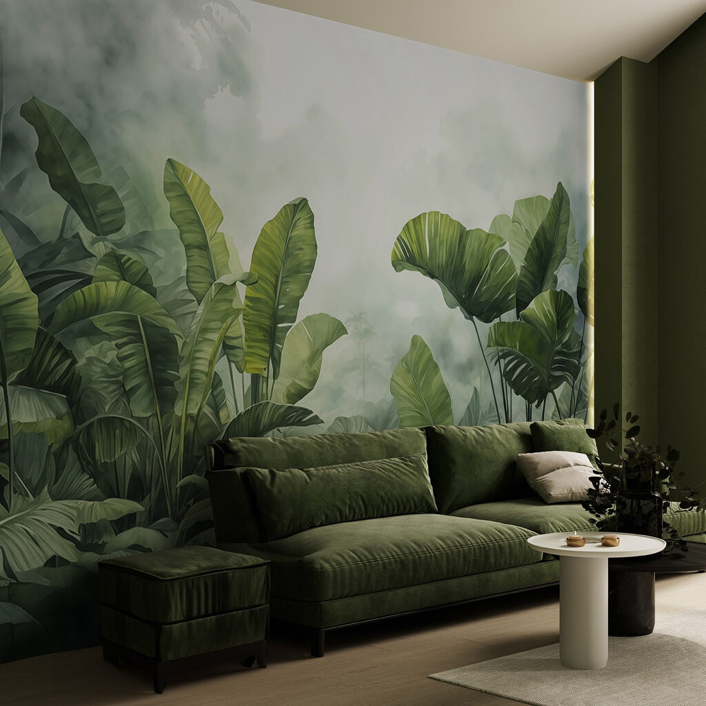 Bosque tropical luminoso en un interior