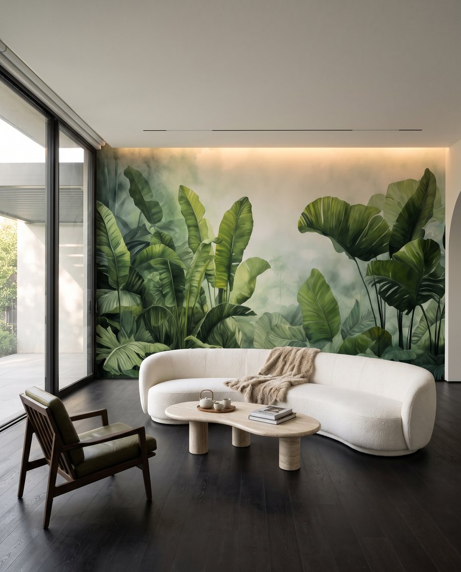 Bosque tropical luminoso en un interior