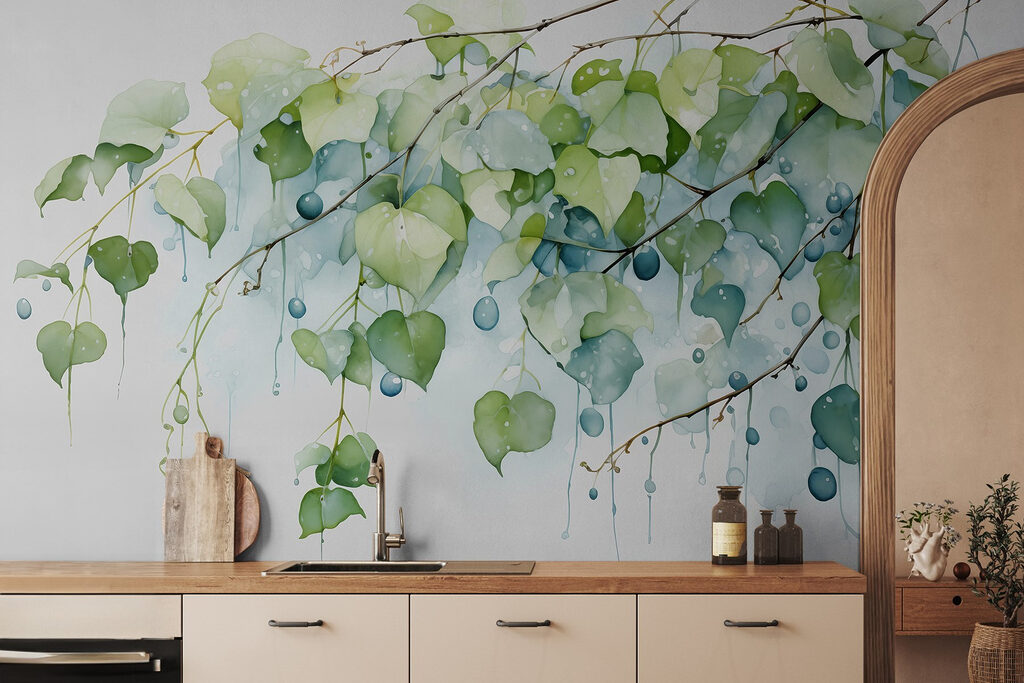 Hojas verdes con gotas — interior 2