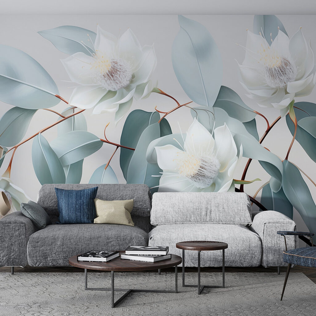 Flores blancas, hojas azuladas — interior 2
