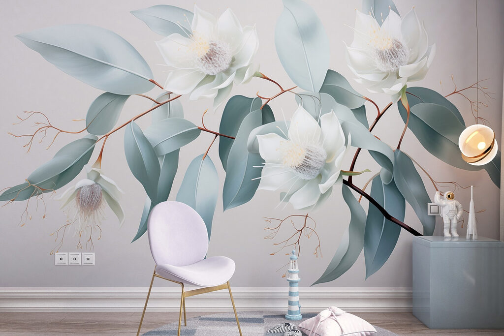Flores blancas, hojas azuladas — interior 5