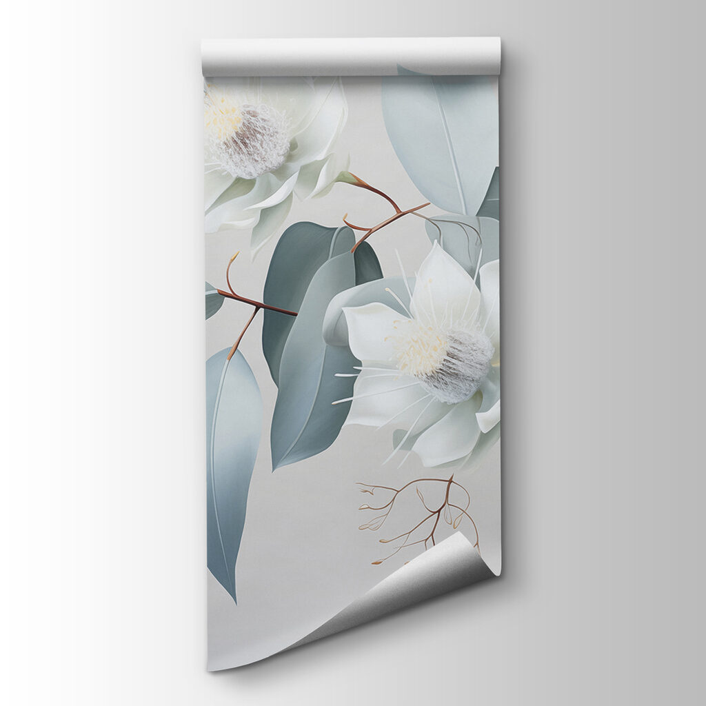 Flores blancas, hojas azuladas — vista del producto