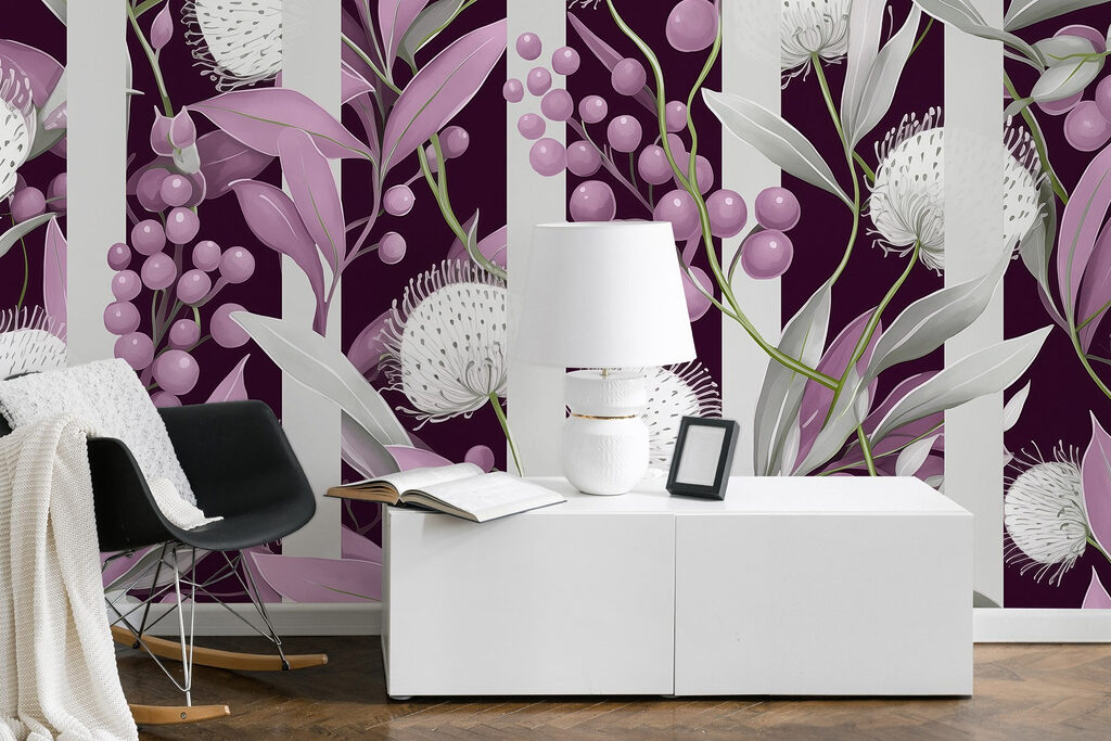 Flores blancas entre rayas — interior 2