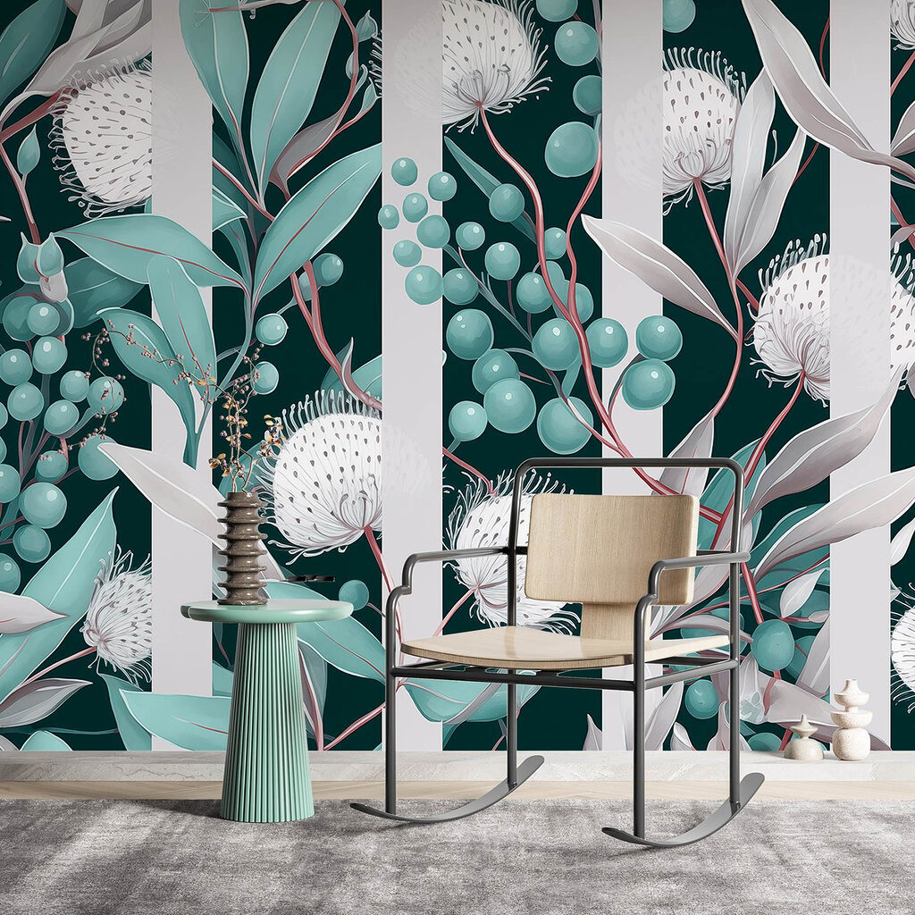 Flores blancas entre rayas — interior 1