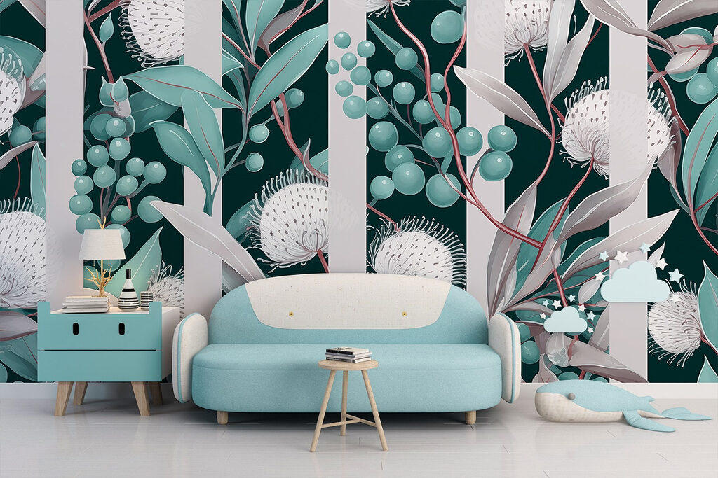 Flores blancas entre rayas — interior 5