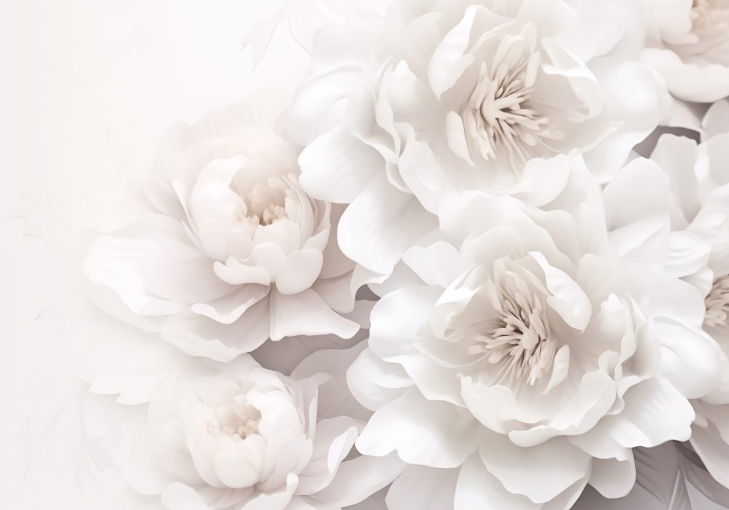 Flores blancas difuminadas — diseño completo