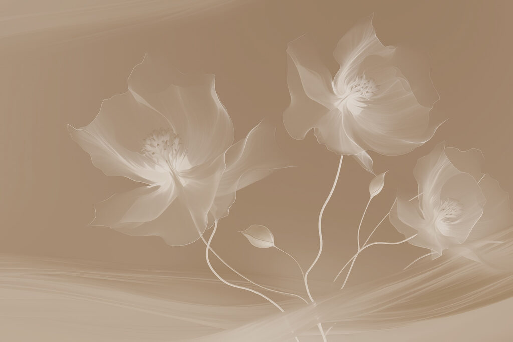 Flores sobre suaves ondas — diseño completo