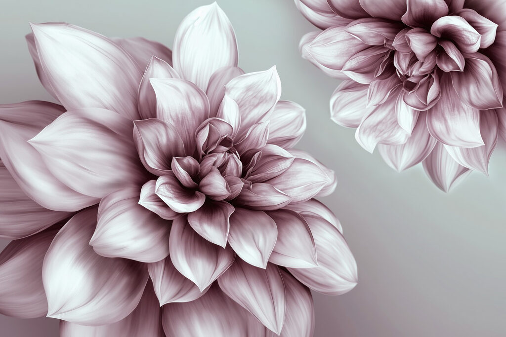 Dalias en primer plano — diseño completo