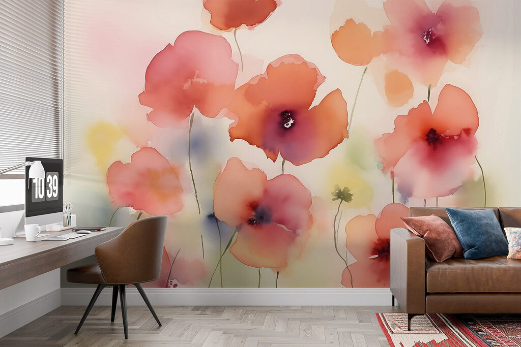 Flores rosas sobre amarillo — interior 1