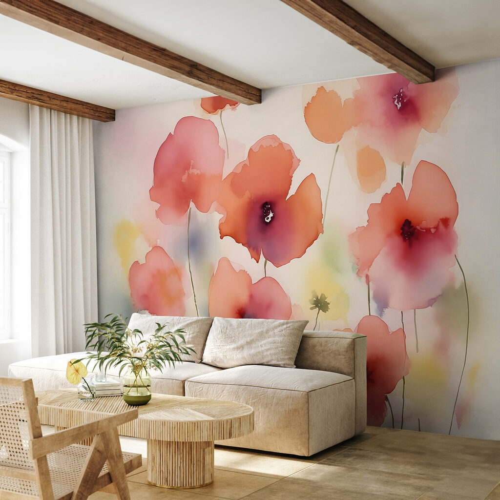 Flores rosas sobre amarillo — interior 2