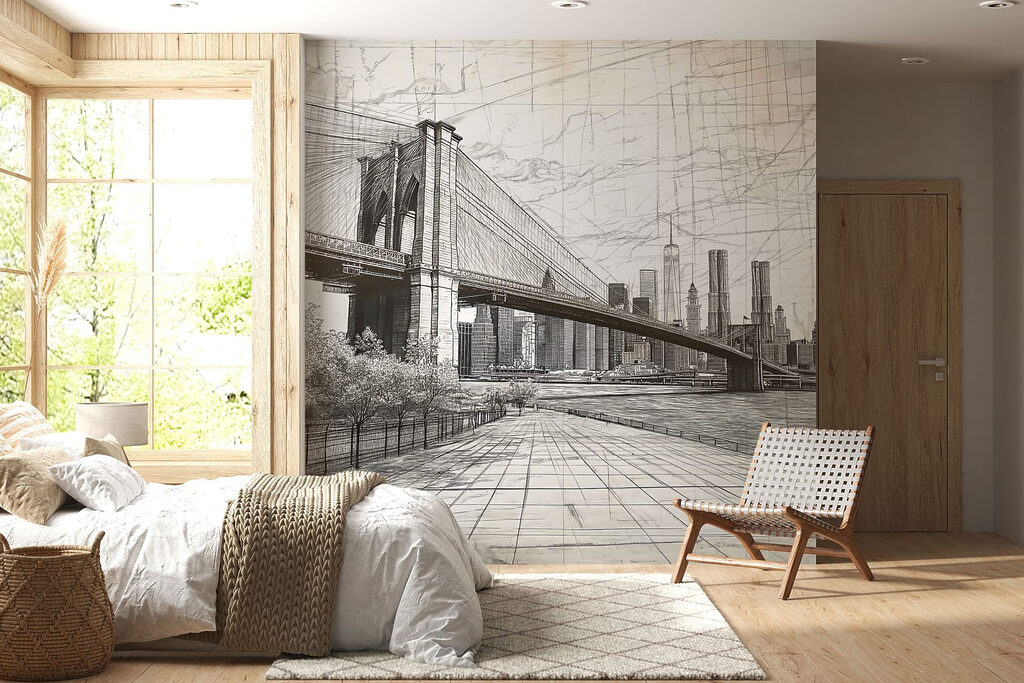 Puente en la ciudad en un interior