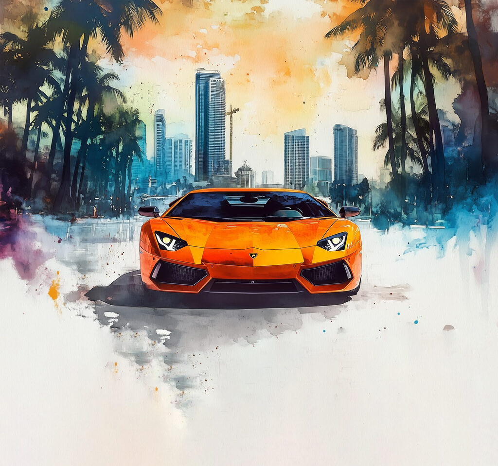 Coche deportivo naranja — diseño completo