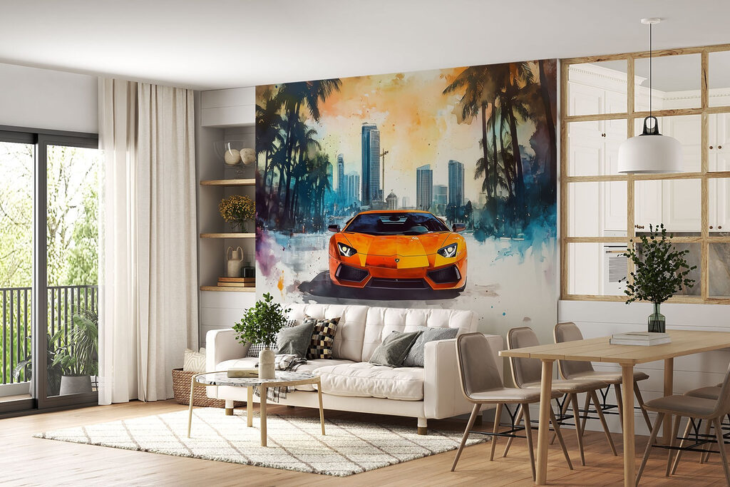 Coche deportivo naranja — interior 2