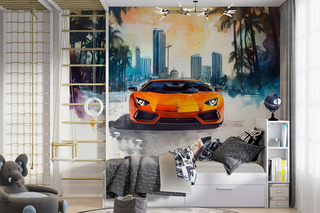Coche deportivo naranja — interior 3